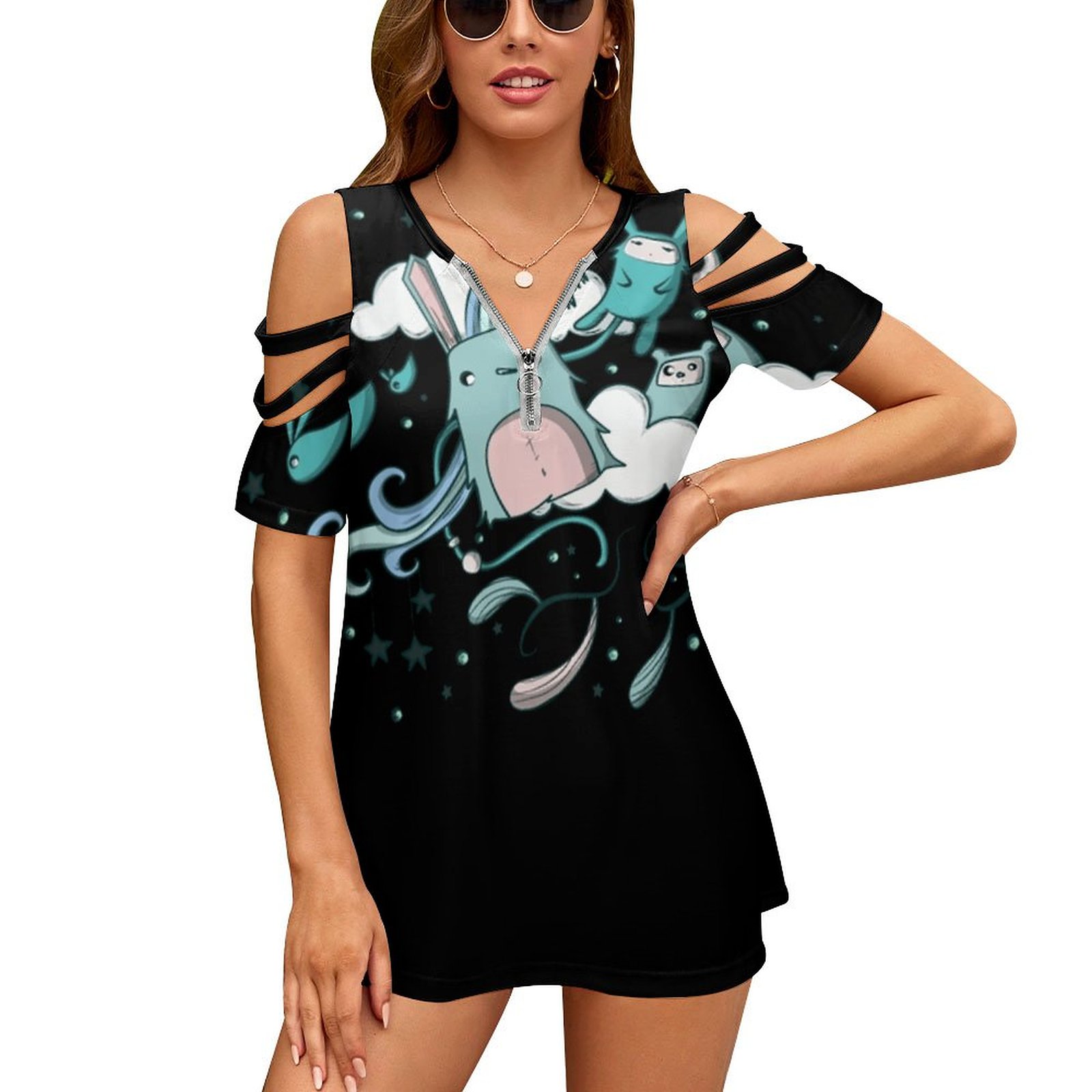 Women Accessories Vector - Little Dreams 여성용 지퍼 풀 프린트