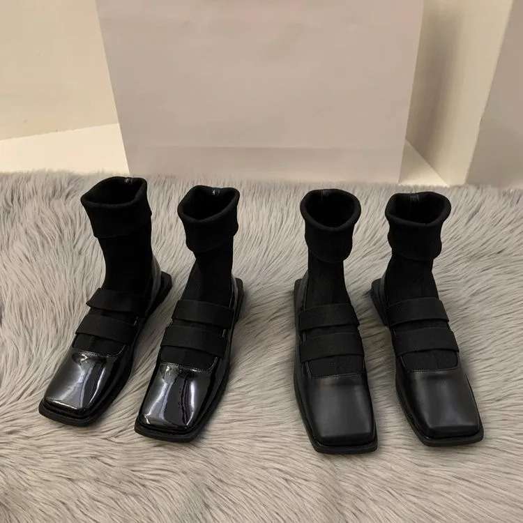 Women'S Ankle Accessories - 영국 스타일 스퀘어 니트 양말 부츠,