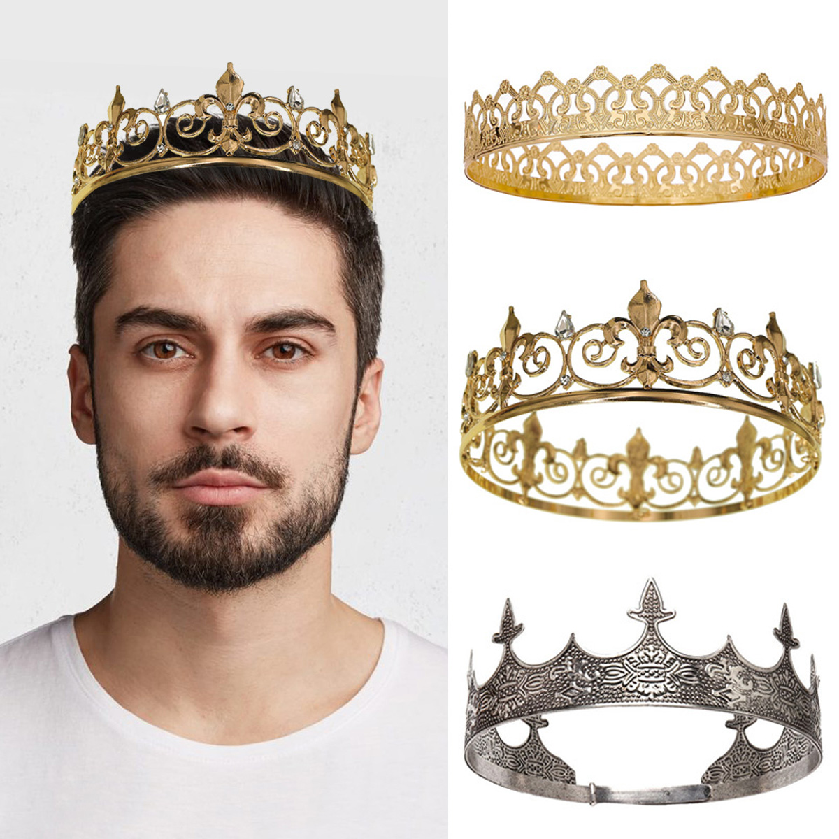 Queen Accessories - 남성/여성을위한 로얄 킹 퀸 크라운 금속