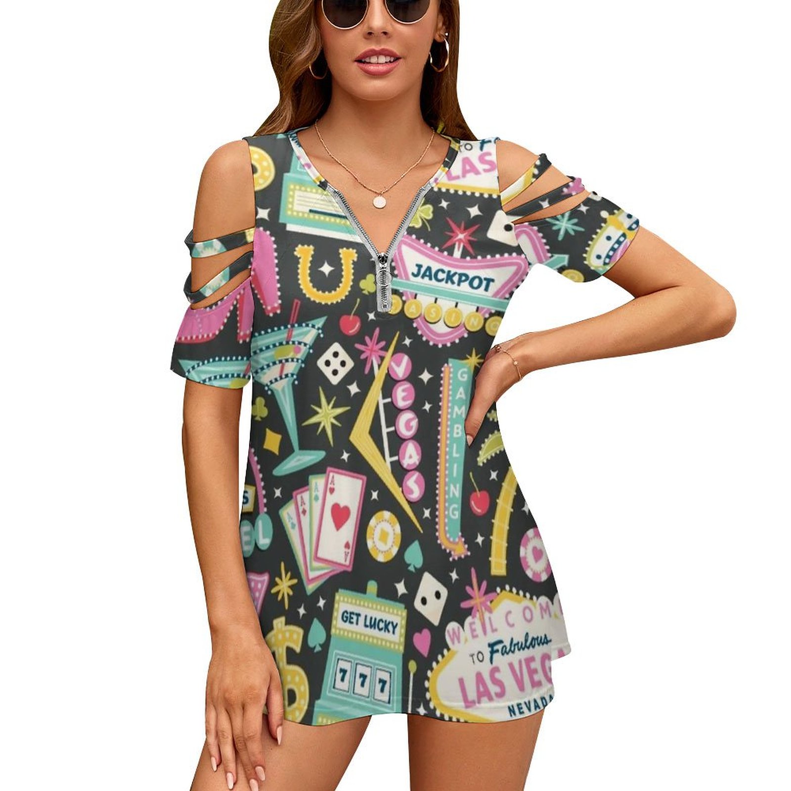 Women Accessories Vector - Viva Las Vegas 여성용 티셔츠, 꽃무늬
