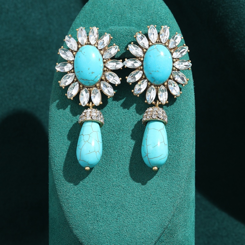 Women'S Accessories Trends 2026 - 빈티지 청록색 물방울 펜던트 진주 귀걸이