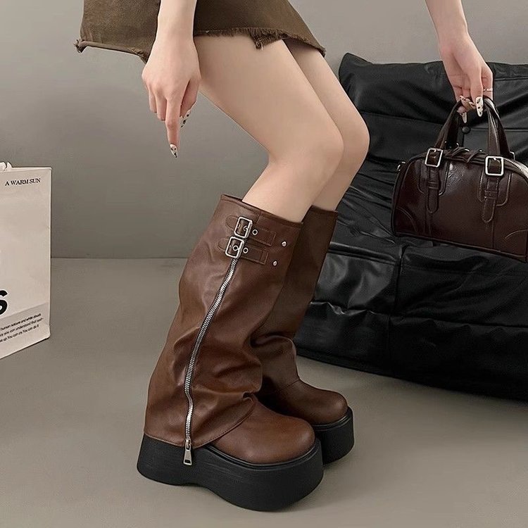 패션 라운드 헤드 스트레치 삭스 부츠 2025 여름 굵 - Women'S Ankle Accessories 리뷰 및 가격
