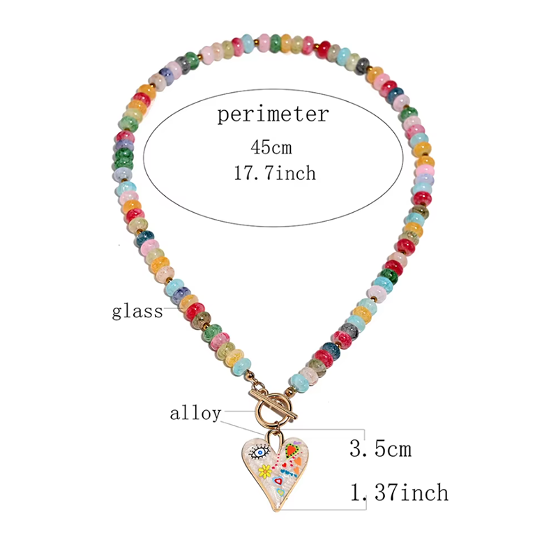 귀여운 여성용 수제 컬러 유리 비즈 목걸이 액세서리 O - Women Accessories Drawing 리뷰 및 가격