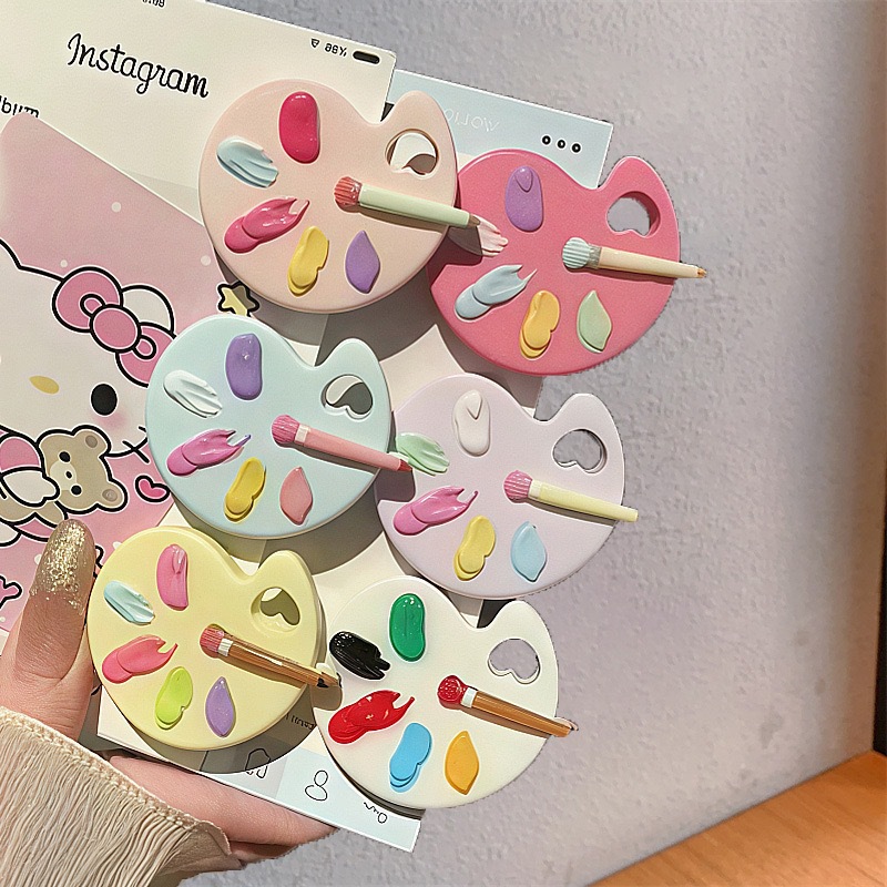 팔레트 헤어 클립 귀여운 시뮬레이션 드로잉 보드 덕빌  - Women Accessories Drawing 리뷰 및 가격