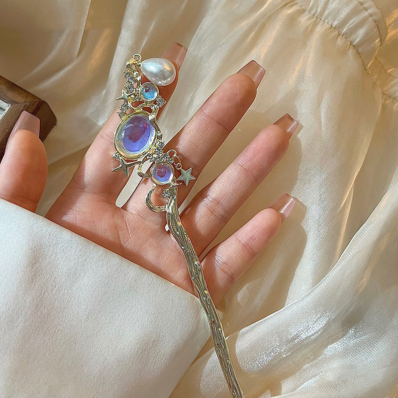별과 진주 장식의 문스톤 머리핀 – 은색 머리꽂이, 빈 - Pearl Hair Pin 리뷰 및 가격