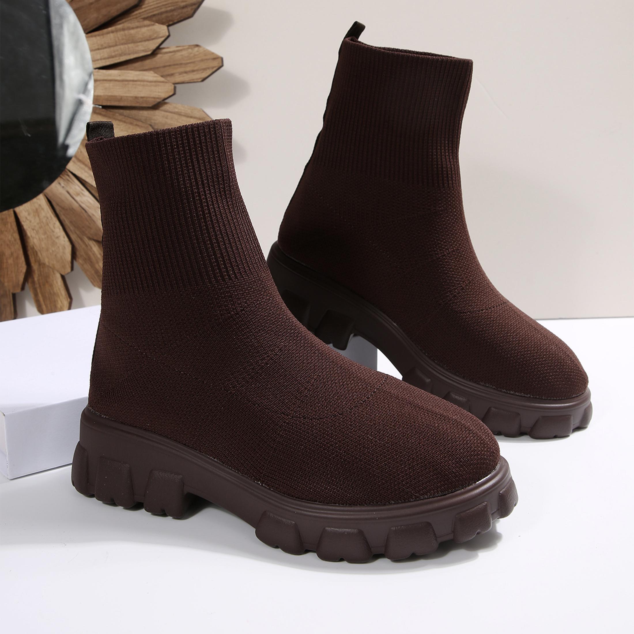 여성용 발목 부츠, 편안한 라운드 토 슬립온 스트레치  - Women'S Ankle Accessories 리뷰 및 가격