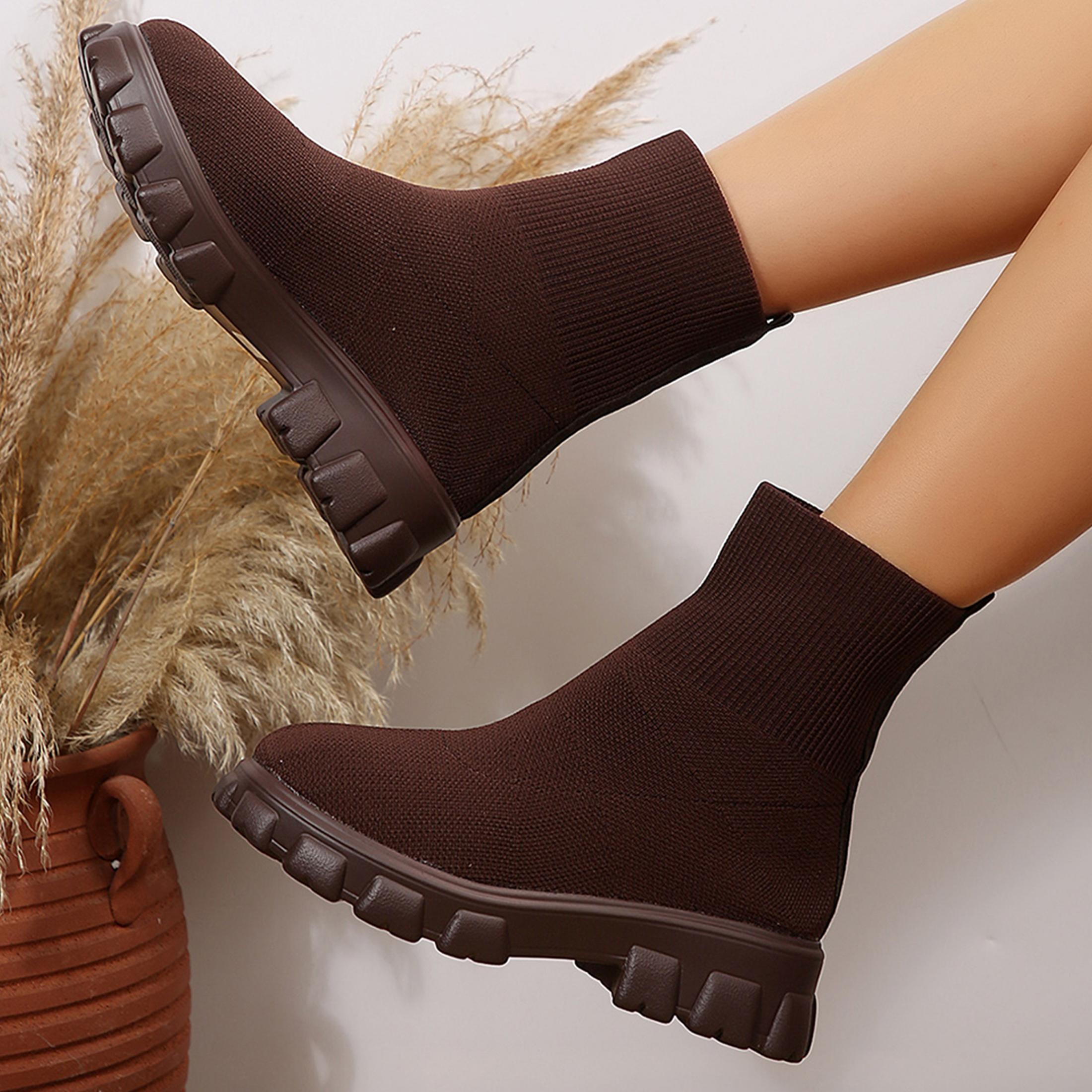 여성용 발목 부츠, 편안한 라운드 토 슬립온 스트레치  - Women'S Ankle Accessories 리뷰 및 가격