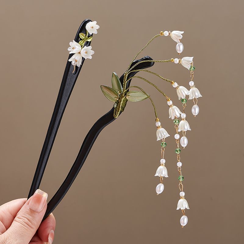 은방울꽃 잎사귀 모양의 모조 진주 롱 프린지 아크릴 헤 - Pearl Hair Pin 리뷰 및 가격