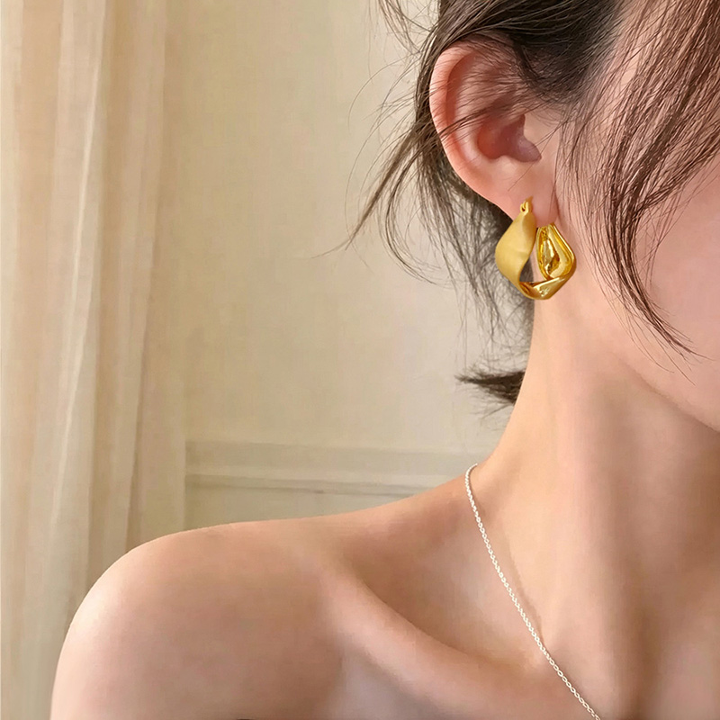 실버 컬러 개성 있는 꼬임 와이어 드로잉 잎사귀 후프  - Women Accessories Drawing 리뷰 및 가격