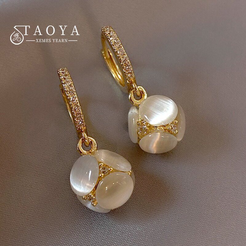 우아한 캣츠아이 스톤 원형 볼 드롭 귀걸이, 2026년 - Women'S Accessories Trends 2026 리뷰 및 가격
