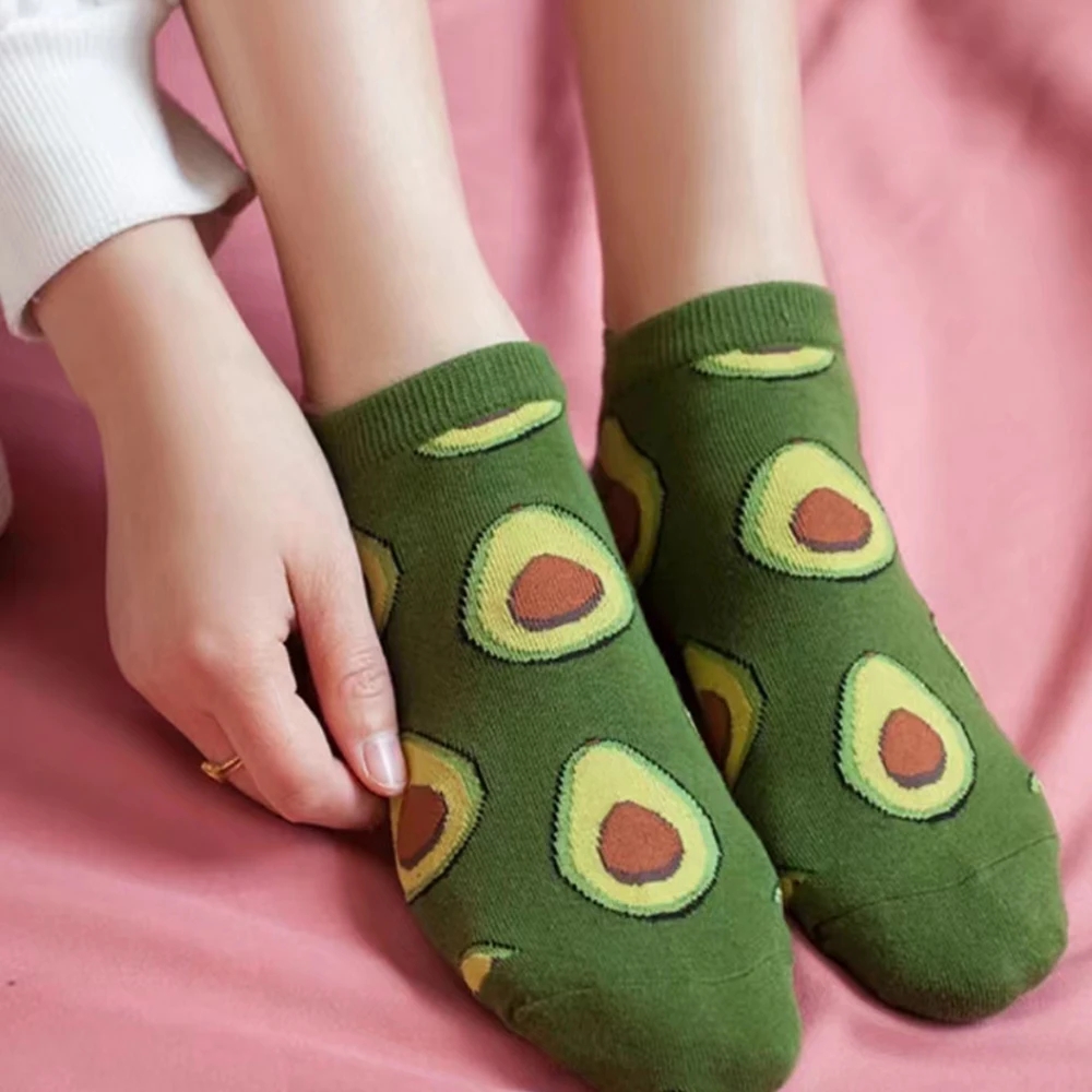 5 쌍의 만화 아보카도 크루 발목 양말 새로운 신선한  - Women'S Ankle Accessories 리뷰 및 가격