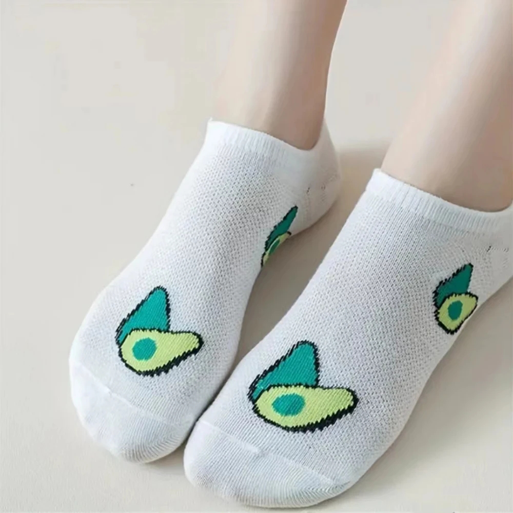 5 쌍의 만화 아보카도 크루 발목 양말 새로운 신선한  - Women'S Ankle Accessories 리뷰 및 가격