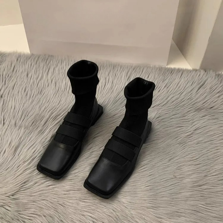 영국 스타일 스퀘어 니트 양말 부츠, 여성용 앵클 부츠 - Women'S Ankle Accessories 리뷰 및 가격