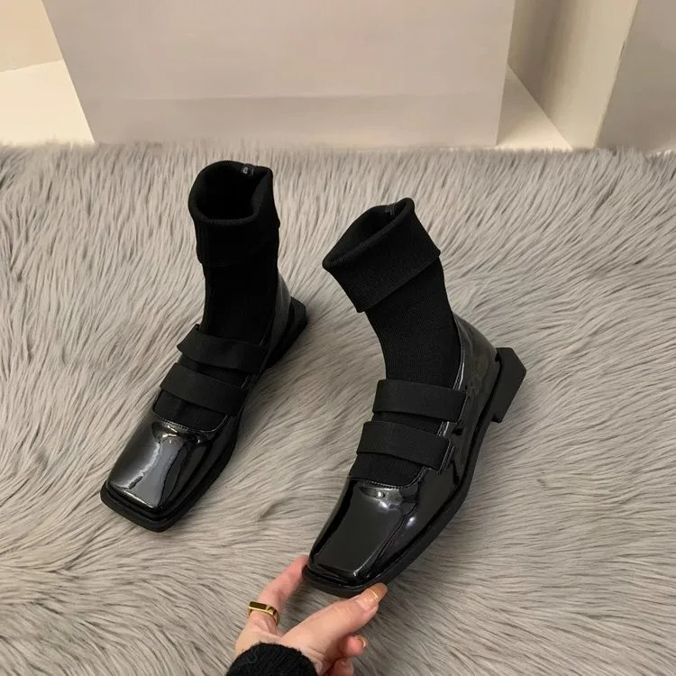 영국 스타일 스퀘어 니트 양말 부츠, 여성용 앵클 부츠 - Women'S Ankle Accessories 리뷰 및 가격