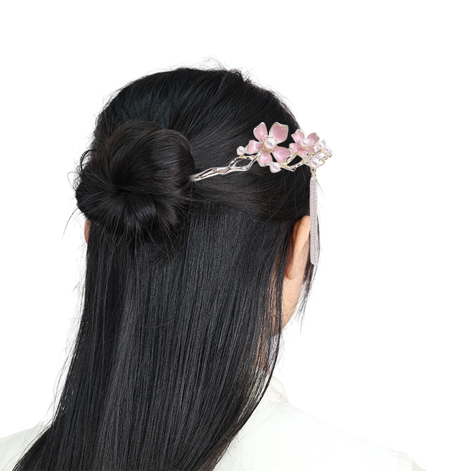 핑크 플로럴 태슬 헤어 스틱 중국 한푸 매칭 헤어 액세 - Pearl Hair Pin 리뷰 및 가격