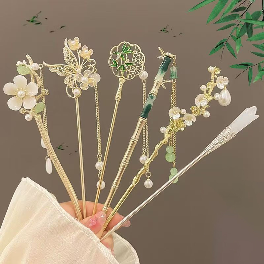 1/6pcs 우아한 중국 스타일 태슬 헤어 스틱 전통  - Pearl Hair Pin 리뷰 및 가격