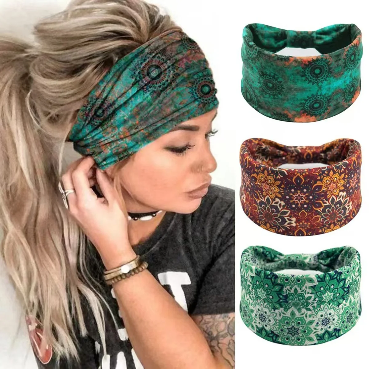 🌸 Boho 만다라 꽃 머리띠 |   챙이 넓은 스트레 - Women'S Yoga Accessories 리뷰 및 가격